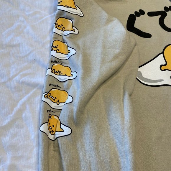 Gudetama The Lazy Egg Japanese Sanrio Beige Hoodie Sweatshirt S/M NWOT - Picture 4 of 6